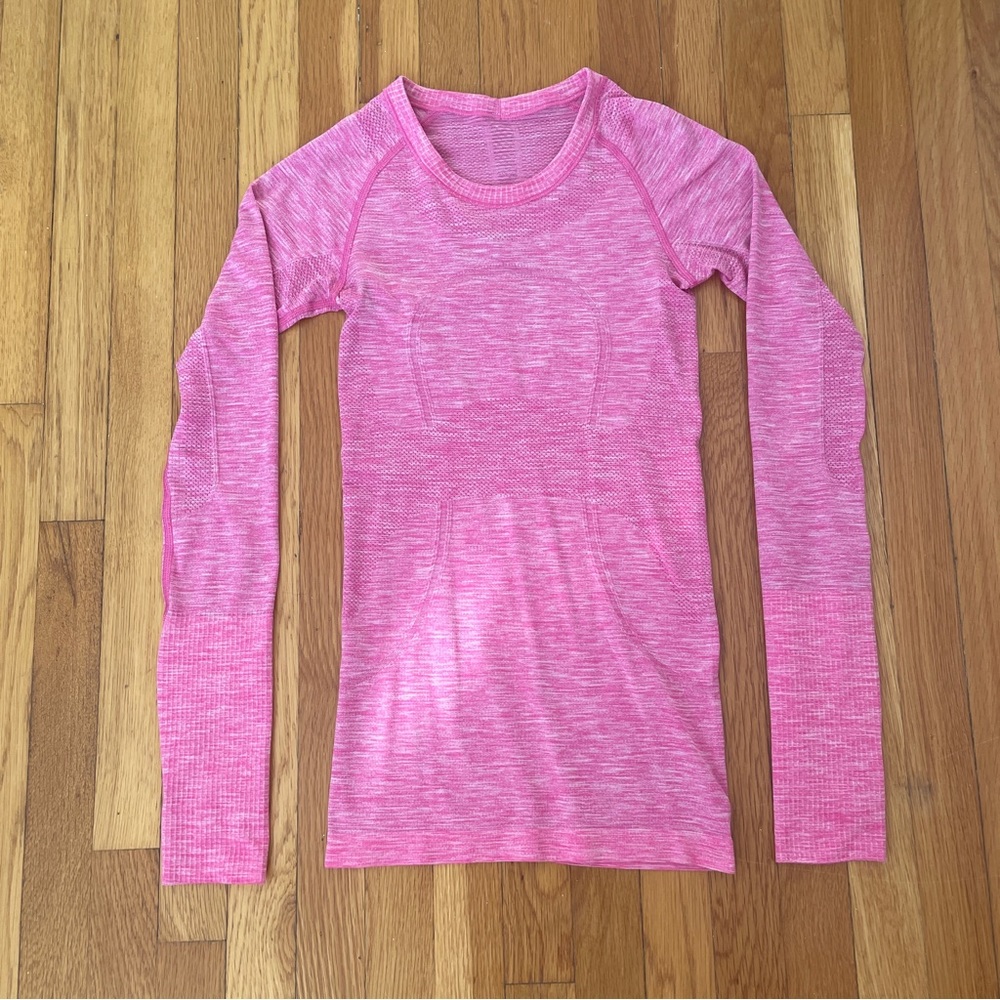 Pink Long Sleeve Lululemon Swiftly Workout Top